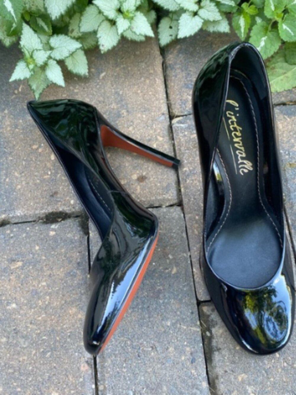 L'Intervalle Black Patent Leather Pointed Toe Stiletto Pumps Sz 8 Summer Sale
